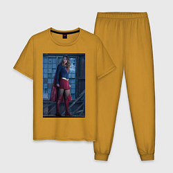 Пижама хлопковая мужская Supergirl, цвет: горчичный
