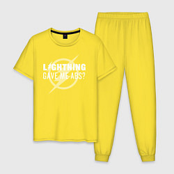 Пижама хлопковая мужская Lightning Gave Me Abs?, цвет: желтый
