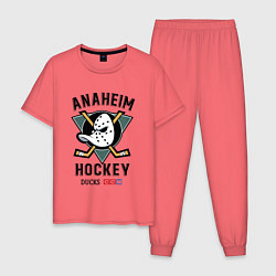 Пижама хлопковая мужская ANAHEIM DUCKS, цвет: коралловый