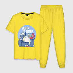 Пижама хлопковая мужская Work at Home, цвет: желтый