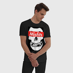 Пижама хлопковая мужская Misfits, цвет: черный — фото 2