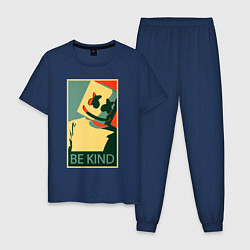 Пижама хлопковая мужская Marshmello - Be Kind, цвет: тёмно-синий
