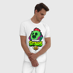 Пижама хлопковая мужская BRAWL STARS SPIKE, цвет: белый — фото 2