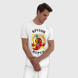 Пижама хлопковая мужская Крутой мексиканский перец, цвет: белый — фото 2