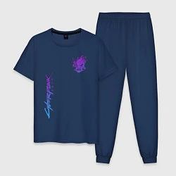 Пижама хлопковая мужская CYBERPUNK 2077, цвет: тёмно-синий