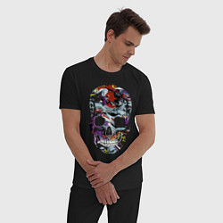 Пижама хлопковая мужская Skull 2055, цвет: черный — фото 2