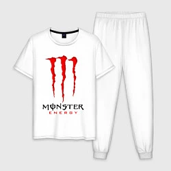 Пижама хлопковая мужская MONSTER ENERGY, цвет: белый