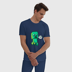 Пижама хлопковая мужская MINERCRAFT CREEPER, цвет: тёмно-синий — фото 2