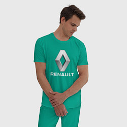 Пижама хлопковая мужская RENAULT цвета зеленый — фото 2