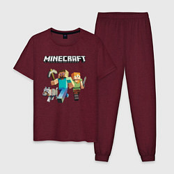 Пижама хлопковая мужская MINECRAFT, цвет: меланж-бордовый