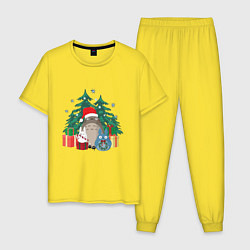 Пижама хлопковая мужская New Year Totoro, цвет: желтый