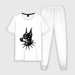 Пижама хлопковая мужская Доберман Z, цвет: белый
