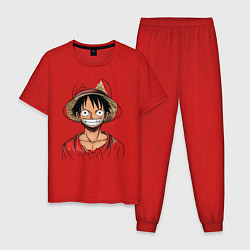 Пижама хлопковая мужская Манки, цвет: красный