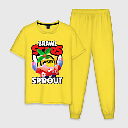 Пижама хлопковая мужская BRAWL STARS SPROUT, цвет: желтый