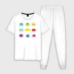 Пижама хлопковая мужская Retro game, цвет: белый
