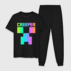 Пижама хлопковая мужская MINECRAFT CREEPER, цвет: черный
