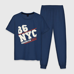 Пижама хлопковая мужская 1986 New York Brooklyn, цвет: тёмно-синий