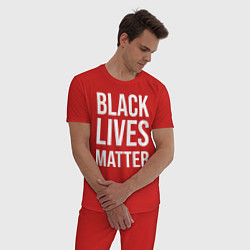 Пижама хлопковая мужская BLACK LIVES MATTER, цвет: красный — фото 2