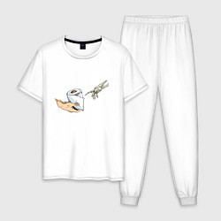 Пижама хлопковая мужская Сотворение Адама - Бумага, цвет: белый