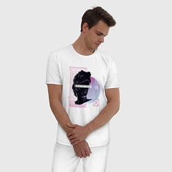 Пижама хлопковая мужская Vaporwave Digital Love, цвет: белый — фото 2