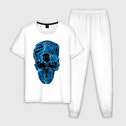 Пижама хлопковая мужская Skull - illusion, цвет: белый