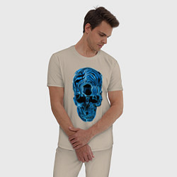 Пижама хлопковая мужская Skull - illusion, цвет: миндальный — фото 2