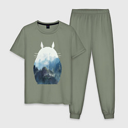 Пижама хлопковая мужская Тоторо, цвет: авокадо