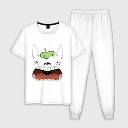 Пижама хлопковая мужская Scream Totoro, цвет: белый