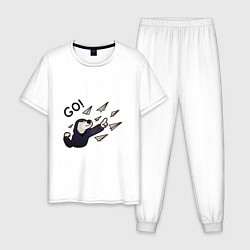 Пижама хлопковая мужская Телеграм вперед, цвет: белый