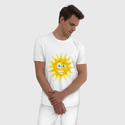 Пижама хлопковая мужская Летнее солнце, цвет: белый — фото 2