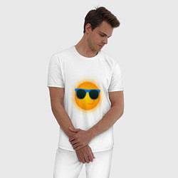 Пижама хлопковая мужская Солнышко в очках, цвет: белый — фото 2