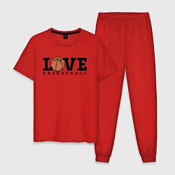 Пижама хлопковая мужская Love Basketball, цвет: красный