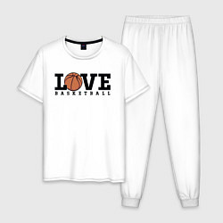 Пижама хлопковая мужская Love Basketball, цвет: белый