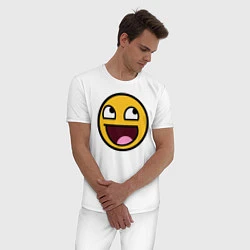 Пижама хлопковая мужская Смайл, цвет: белый — фото 2
