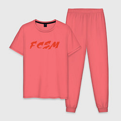 Пижама хлопковая мужская FCSM, цвет: коралловый