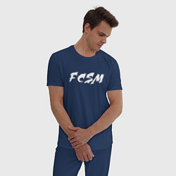Пижама хлопковая мужская FCSM, цвет: тёмно-синий — фото 2
