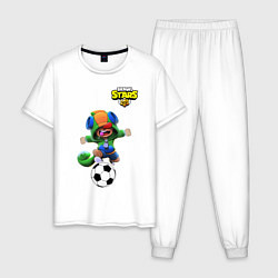 Пижама хлопковая мужская Brawl STARS футбол, цвет: белый