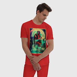 Пижама хлопковая мужская Destiny, цвет: красный — фото 2