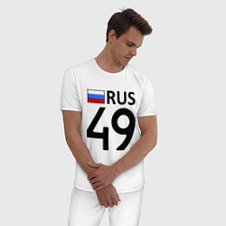 Пижама хлопковая мужская RUS 49, цвет: белый — фото 2