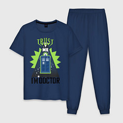 Пижама хлопковая мужская Trust me, i'm doctor who, цвет: тёмно-синий
