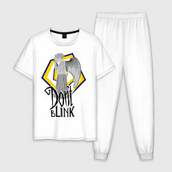 Пижама хлопковая мужская Don't blink, цвет: белый