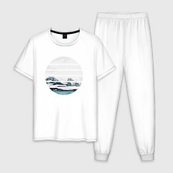 Пижама хлопковая мужская Круговой принт 12, цвет: белый