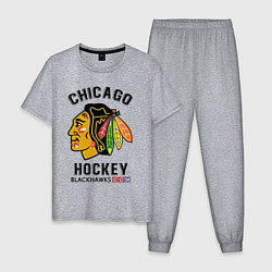 Пижама хлопковая мужская CHICAGO BLACKHAWKS NHL, цвет: меланж