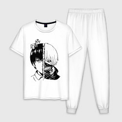Пижама хлопковая мужская Токийский гуль, цвет: белый