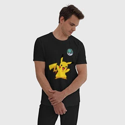 Пижама хлопковая мужская Pokemon pikachu 1, цвет: черный — фото 2