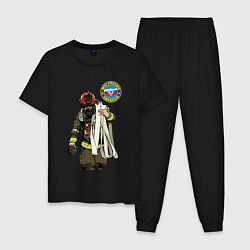 Пижама хлопковая мужская Спасатель МЧС, цвет: черный