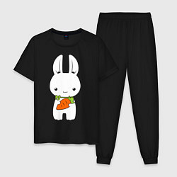 Пижама хлопковая мужская Зайчик с морковкой, цвет: черный