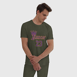 Пижама хлопковая мужская LeBron James, цвет: меланж-хаки — фото 2