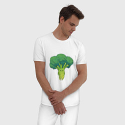 Пижама хлопковая мужская Симпатичный брокколи, цвет: белый — фото 2
