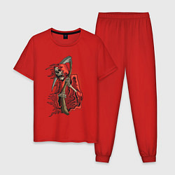 Пижама хлопковая мужская Смерть, цвет: красный